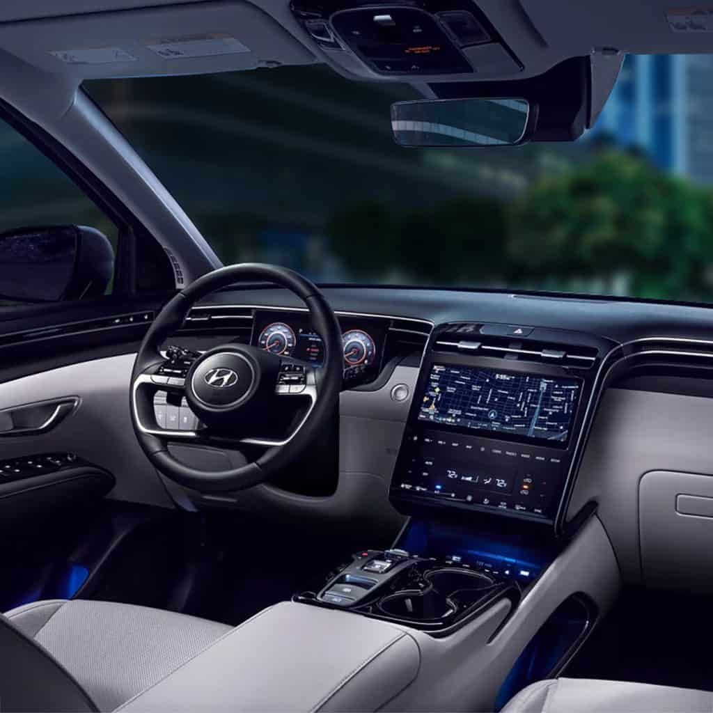 2024 Tucson Hybrid front interior wide shot